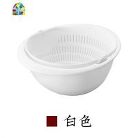 双层洗菜盆子带盖塑料厨房家用洗水果洗菜洗米筛淘米盆 FENGHOU 白色洗菜篮洗菜篮