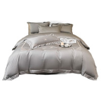 天山柔 220*240cm 长绒棉格里斯绣花 四件套 (计价单位:套) 浅灰色