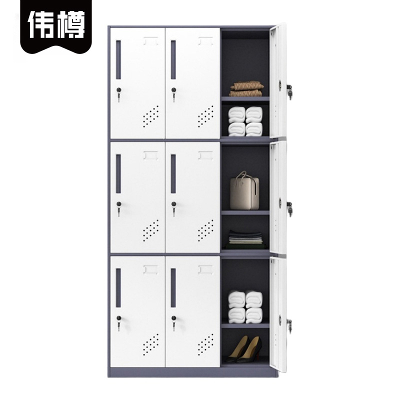 伟樽钢制更衣柜灰白套色9门加隔板900*400*1850mm台