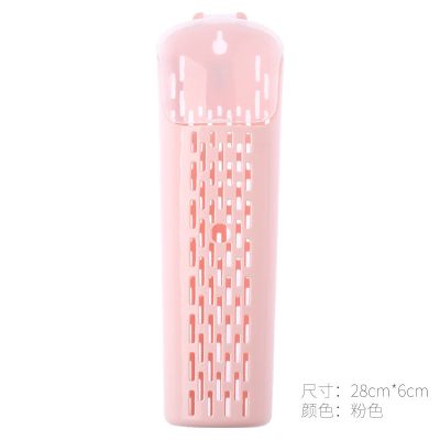 筷子篓筷子置物架带盖壁挂式免打孔家用收纳盒筷子笼厨房装筷子筒 敬平 [粉色]沥水带盖-可壁挂筷笼