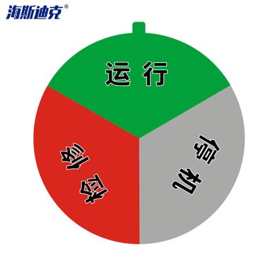 海斯迪克 HK0012 亚克力设备状态牌 圆形分区转盘 三分区(停机 检修) 20cm