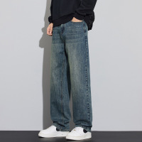 新款秋冬牛仔裤子男宽松高街美式街潮时尚高品质欧美风潮男直筒裤