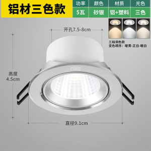 雷士照明NVC LED射灯嵌入式天花灯客厅卧室温馨浪漫装饰灯具简约现代背景墙过道灯牛眼孔筒灯