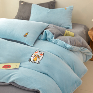 冬天加厚A类牛奶绒床单四件套保暖被套超柔软床笠毛茸茸床上用品4