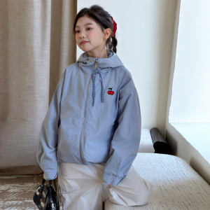 女童双面穿外套春装2026新款韩版休闲女大童宽松连帽洋气春秋上衣
