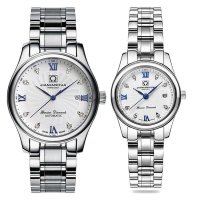 瑞士嘉年华情侣手表名匠商务系列精钢石英表 男日历防水大三针间金男士女士对表 腕表8828G、8830L情侣水钻石英款