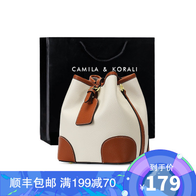 CAMILA&KORALI旗舰店小ck2021新款精品女包包单肩斜挎抽绳水桶撞色大容量夏季时尚百搭潮流