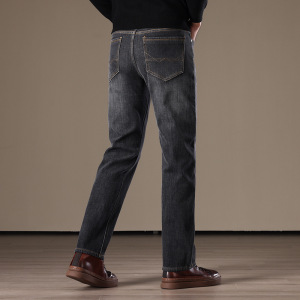 秋冬加厚加绒牛仔裤男新款复合真超绒保暖商务休闲中年爸爸裤