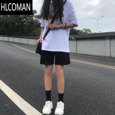 HLCOMAN新款三五分运动短裤男女夏季薄款宽松休闲直筒港味潮ins情侣中裤