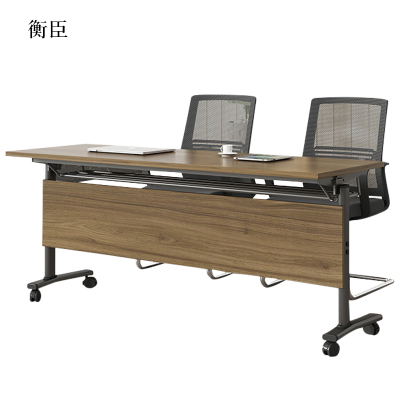 衡臣折叠培训桌简约双人桌子带轮双层会议桌长1600mm宽500mm高750mm不含椅