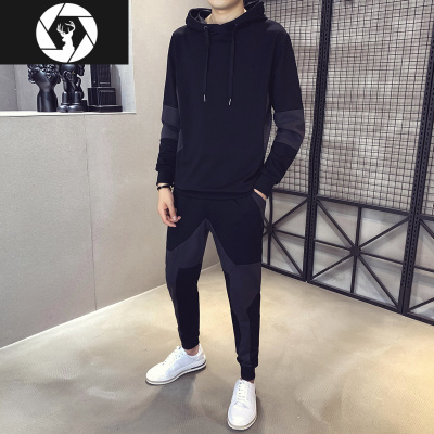 HongZun秋冬季网红痞帅连帽卫衣套装男韩版潮流社会小伙套头衣服男装一套其他套装