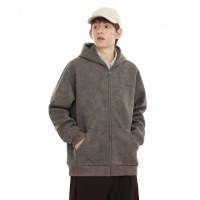 |新款满印扎染刺绣开衫上衣连帽卫衣大口袋宽松休闲百搭潮