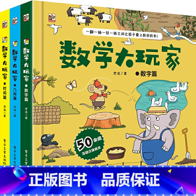 数字/几何/时间[共3册] [正版]数学大玩家全6套册几何时间空间思维计算3-6岁8岁儿童趣味翻翻书3d立体书数学思维训