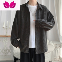 七斓秋季潮牌长袖衬衫男设计感小众灯芯绒宽松寸衫韩版港风ins潮衬衣