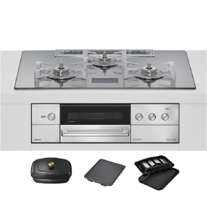 日本林内燃气灶DELICIA75(电源版)嵌入式三眼灶煤气炉烤箱自动烤配烤盘天然气RHS72W38M13VCSTW