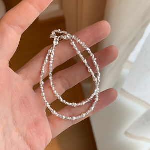 s925纯银碎银子手链叠戴ins小众设计高级感手饰日常百搭银饰送女朋友老婆情人节七夕生日礼物