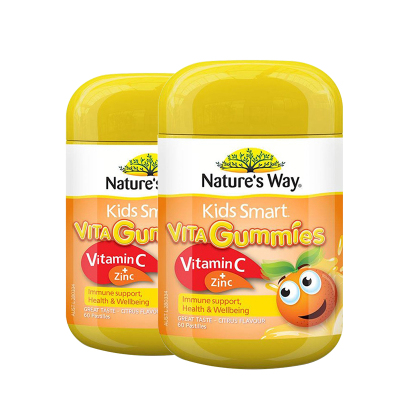 Nature'sWay佳思敏儿童软糖酸甜味补锌补维生素C60粒/瓶装*2件装澳洲进口