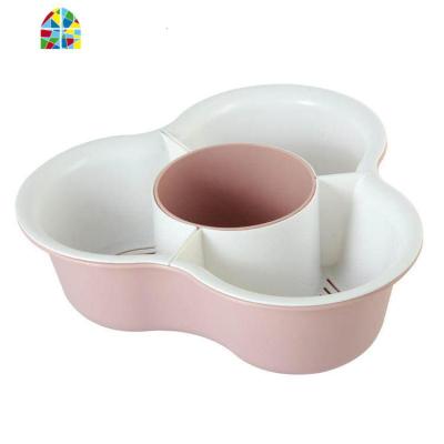 抖音同款火锅拼盘厨房塑料洗菜盆大号家用蔬菜水果分格篮子 FENGHOU 北欧粉大号洗菜篮洗菜篮