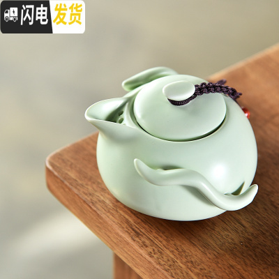 三维工匠茶壶开片紫砂可养单壶西施壶家用过滤杯陶瓷泡茶杯套装茶具配件 梅子青手抓企鹅壶