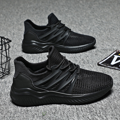 46大码男鞋夏季透气薄款全黑色单网鞋男士运动2021新款休闲网面鞋