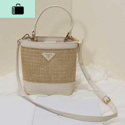 2019时尚新款手提编女包拼接撞色单肩水桶包简约百搭斜挎包包女NEW LAKE女斜挎包