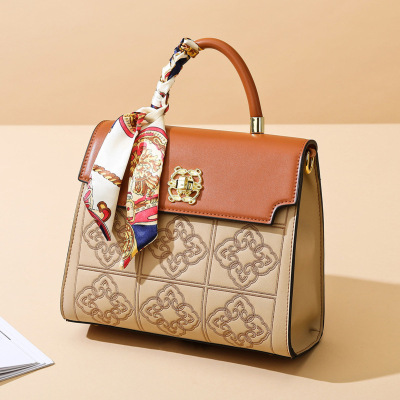 Ceba复古刺绣女士手提包女大容量2022新款潮单肩包质感通勤时尚