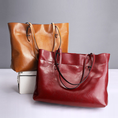 莫尔克（MERKEL）新款真皮女包时尚牛皮大包复古手提单肩包托特包