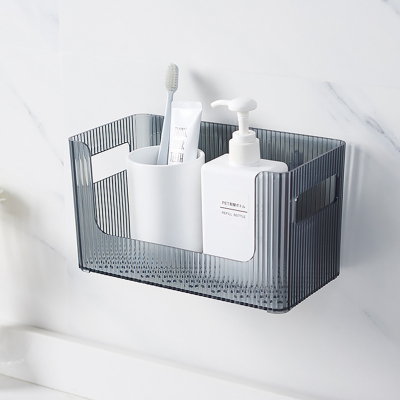 美帮汇透明卫生间化妆品收纳盒挂墙上壁挂式免打孔厕所浴室洗手间置物架