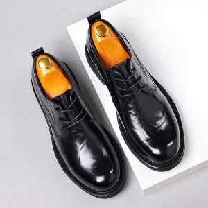 大头鞋真皮百搭透头男鞋商务休闲鞋工装鞋圆头宽头马丁鞋软底潮鞋