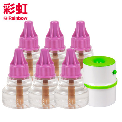 彩虹(RAINBOW)蚊香液电蚊香液套装（灭蚊液）6瓶液1个电蚊香器（无味270夜）驱蚊液驱蚊器电热蚊香液母婴可用