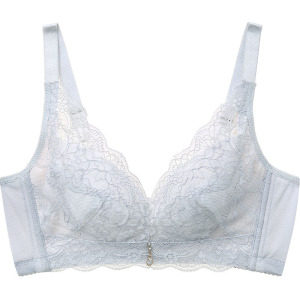 夏季蕾丝大码超薄透气无钢圈文胸 可插垫性感聚拢大胸显小女内衣