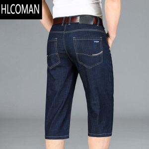 HLCOMAN冰丝超薄牛仔短裤男士宽松七分裤夏季薄款中裤弹力7分马裤子外穿