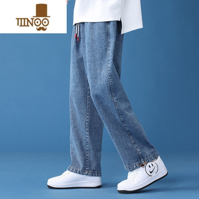 YANXU牛仔裤男夏季薄款2023新款直筒阔腿宽松九分裤潮流潮牌休闲长裤子