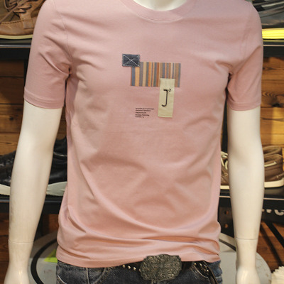 简单贴布刺绣男T恤新款夏季修身圆领舒适短袖夏装半袖上衣潮_1