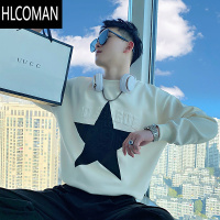HLCOMAN高级感印花卫衣男ins潮牌痞帅长袖T恤2024新款休闲男装外套