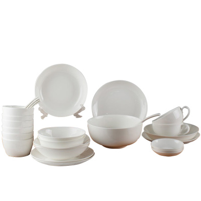 LICHEN景德镇纯白骨瓷餐具套装陶瓷碗盘勺碟组合装微波炉适用30头
