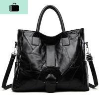 皮手提包包女2019新款简约百搭大女包大容量单肩斜挎包潮NEW LAKE 黑色(收藏送皮卡包一个)女斜挎包