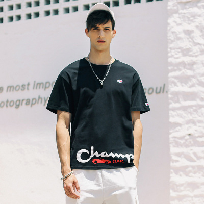 冠军车短袖T恤男士宽松潮牌2021夏季新款纯棉体恤ins百搭半袖上衣