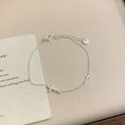 纯银十字架手链轻奢小众精致高级感银饰配饰女款2025新款百搭送女朋友老婆情人节七夕生日礼物