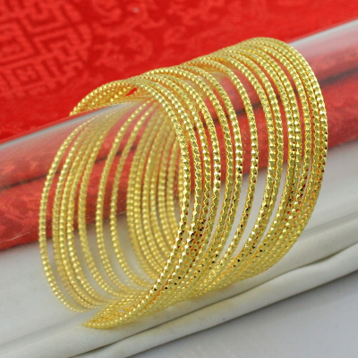 金满多 简约时尚仿黄金色女生手镯 黄铜镀金色满天星镯子 百搭款送女朋友老婆情人节七夕生日礼物