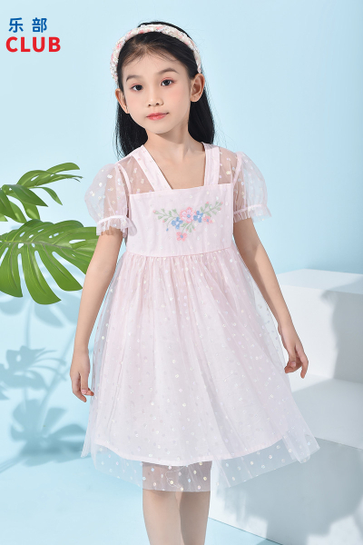 [1件3折]铅笔俱乐部童装2025夏装新款女童连衣裙国风中大童裙子女孩网纱裙