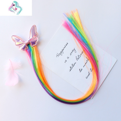 韩版儿童彩色编发绳头饰女童炫彩假发小辫子发饰宝宝彩带头绳发夹你那么美2#彩虹彩虹假发夹