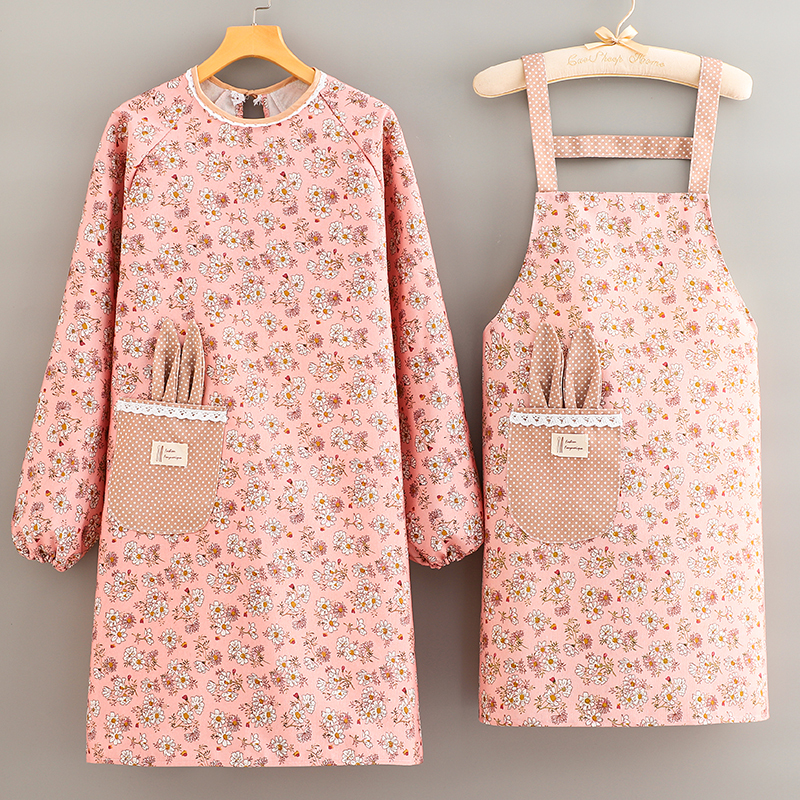 [补贴10%]带长袖围裙罩衣家用厨房做饭防水防油污透气女新款工作服围腰定制