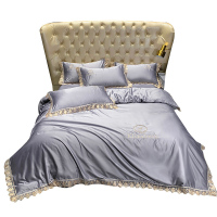 美帮汇夏凉被单床上四件套水洗冰丝床单蕾丝边廷风夏季单人三件套欧式