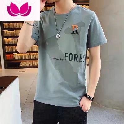 七斓冰丝短袖t恤男士夏季2023新款韩版潮流半袖体恤衫宽松圆领上衣服