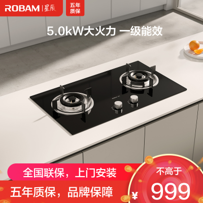 老板ROBAM[星辰系列] 燃气灶 5.0kW单灶具双眼灶 燃气灶台嵌入式 天然气灶JZT-20B1A (天然气)