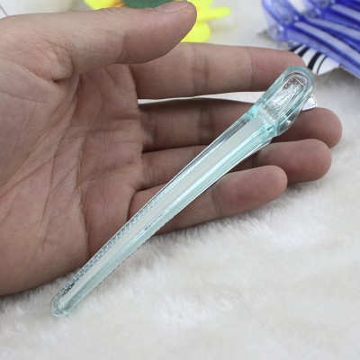 美发夹子水晶无痕夹子造型夹长嘴一字夹洛滑剪发分区夹子浅绿圆头10支装