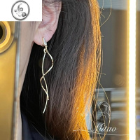 JiMi[情丝绕]长款流苏蚊香盘耳夹无耳洞女新款耳饰显脸小方圆脸耳环