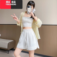 YIBUSHENG灰色山本短裤女季薄款外穿高腰宽松阔腿小个子冰丝运动五分中裤