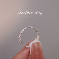 s925纹理素圈纯银戒指女2022年新款ins食指轻奢小众高级感开口戒送女朋友老婆情人节七夕生日礼物